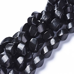 Shungite Natural Shungite Beads Strands, Twist Oval, Faceted, 15~16x10x10mm, Hole: 1mm, about 26pcs/strand, 15.67 inch(39.8cm)