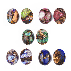 Mixed Color Assembled Synthetic Imperial Jasper and Bronzite  Cabochons, Dyed, Oval, Mixed Color, 25~25.5x18~18.5x7~7.5mm