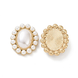 Oro Abs cabujones de perlas de imitación, con la conclusión de aleación, oval, dorado, 28x23x7.5 mm