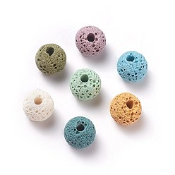 Mixed Color Unwaxed Natural Lava Rock Beads, for Perfume Essential Oil Beads, Aromatherapy Beads, Dyed, Round, Mixed Color, 8.5mm, Hole: 1.5~2mm