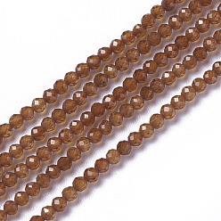 Grenat Grenat naturels brins de perles, facette, ronde, 2~2.5x2mm, Trou: 0.2mm, Environ 158~205 pcs/chapelet, 15.7~16.7 pouce (40~42.5 cm)