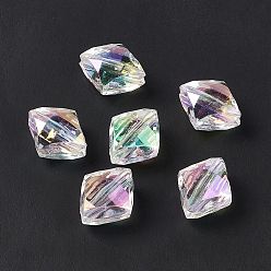 Clear AB UV Plating Rainbow Iridescent Transparent Acrylic Beads, Faceted Rhombus, Clear AB, 22x19x12mm, Hole: 3.5mm