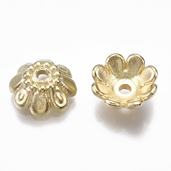 Light Gold CCB Plastic Bead Caps, Multi-Petal, Flower, Light Gold, 10x3.5mm, Hole: 1.5mm