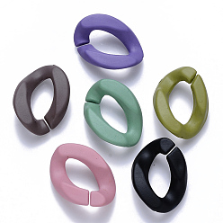 Mixed Color Opaque Spray Painted Acrylic Linking Rings, Quick Link Connectors, for Curb Chains Making, Twist, Mixed Color, 23x17x4.5mm, Inner Diameter: 13.5x7mm