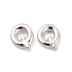Letter Q Brass Hollow Out Initial Letter Stud Earrings for Women, Platinum, Lead Free & Cadmium Free, Letter.Q, 7x6.5x1.5mm, Pin: 0.8mm