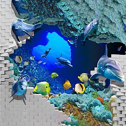 Others DIY Sea Animals Theme Diamond Painting Kits, Including Canvas, Resin Rhinestones, Diamond Sticky Pen, Tray Plate and Glue Clay, Crackle Pattern, 300x400mm
