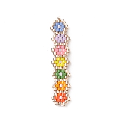 Разноцветный Бисер миюки ручной работы, прямоугольник с цветочным узором, красочный, 41x8.5x2 мм, отверстие : 0.8 мм
