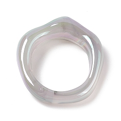 Gainsboro Anillos de enlace de acrílico opacos, anillo irregular, color de ab chapado, gainsboro, 25x25.5x5.5 mm, diámetro interior: 16 mm