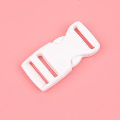 White Plastic Adjustable Quick Contoured Side Release Buckle, White, 50x25x9mm, Hole: 20x4mm