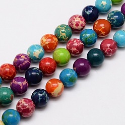 Couleur Mélangete Perles de jaspe impérial synthétiques, teint, ronde, couleur mixte, 4mm, Trou: 1mm, Environ 95 pcs/chapelet, 15.7 pouce