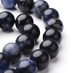 Sodalite Brins ronds de perles de sodalite naturelle, 12mm, Trou: 1mm, Environ 32~33 pcs/chapelet, 15 pouce