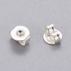 Silver 304 Stainless Steel Ear Nuts, Friction Earring Backs for Stud Earrings, Silver, 5x4.5x2.6mm, Hole: 1mm