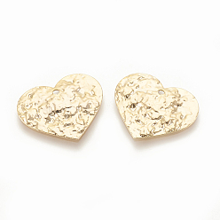 Real 18K Gold Plated Brass Hammered Pendants, Heart, Nickel Free, Real 18K Gold Plated, 17x20x1.5mm, Hole: 1~1.9mm