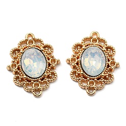 Alice Blue Golden Plated Alloy Oval Connector Charms, with Plastic Imitation Opalite, Alice Blue, 21.5x17.5x4mm, Hole: 1mm