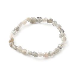 Labradorite Bracelets extensibles en perles de labradorite naturelle pour enfants, pierre tombée, nuggets, diamètre intérieur: 1-3/4~1-7/8 pouce (4.3~4.7 cm)