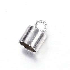 Stainless Steel Color 202 Stainless Steel Cord Ends, Stainless Steel Color, 10x7mm, Hole: 3mm, Inner Diameter: 6mm