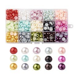 Mixed Color ABS Plastic Cabochons, Imitation Pearl, Half Round, Mixed Color, 10x4.5mm
