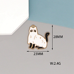 Cat Shape Colgantes de la aleación del esmalte, dorado, amuleto de gato, 28x23 mm