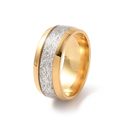 Oro Anillo con banda plana y textura esmaltada, 201 joyas de acero inoxidable para mujer, dorado, diámetro interior: 17 mm