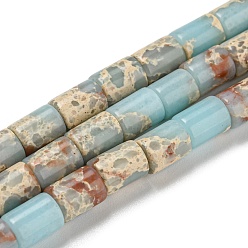 Jaspe Aqua Terra Brins de perles synthétiques aqua terra jasper, colonne, 7.5~8x6mm, Trou: 1.2mm, Environ 48~50 pcs/chapelet, 15.16''~15.31'' (38.5~38.9 cm)