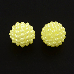 Champagne Amarillo Cuentas de perlas de imitación de acrílico, perlas de la baya, perlas ronda combinados, amarillo champán, 12 mm, Agujero: 1.5 mm, sobre 870 unidades / 500 g