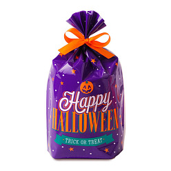 Фиолетовый Полиэтиленовый пакет для конфет на хэллоуин, хэллоуинская вечеринка угощает подарочный пакет, прямоугольные, фиолетовые, 20x14 см
