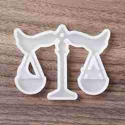 Libra DIY Constellation Shaped Pendant Food-grade Silicone Molds, Resin Casting Molds, For UV Resin, Epoxy Resin Craft Making, Libra, 60x77x7mm, Hole: 2.5mm