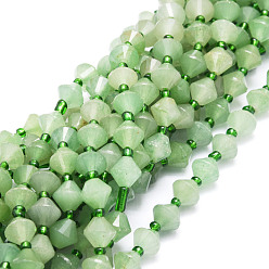 Green Aventurine Natural Green Aventurine Beads Strands, Faceted, Bicone, 8x8mm, Hole: 1mm, about 40pcs/strand, 15.24''(38.7cm)