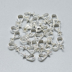 Silver 925 Sterling Silver Pendant Bails, For Half Drilled Beads, with 925 Stamp, Silver, 6x3mm, Hole: 3x4mm, Pin: 0.6mm