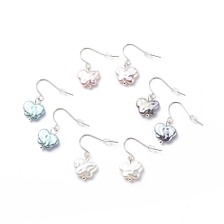 Mixed Color Plastic Pearl Butterfly Dangle Earrings, 304 Stainless Steel Jewelry for Women, Mixed Color, 27mm, Pin: 0.6mm