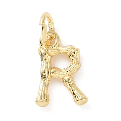 Letter R Brass Pendants, with Jump Ring, Golden, Letter Charm, Letter R, 12x8x2mm, Hole: 3mm