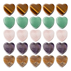 Mixed Stone Valentine's Day Theme 10Pcs 5 Style Natural Gemstone European Beads, Large Hole Beads, Heart, 13~14x13~14x9~10mm, Hole: 5.5~6mm, 2pcs/style
