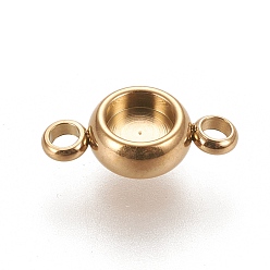 Golden Ion Plating(IP) 304 Stainless Steel Links Connectors Settings, Plain Edge Bezel Cups, Flat Round, Golden, Tray: 4mm, 12x6.5x3mm, Hole: 1.8mm