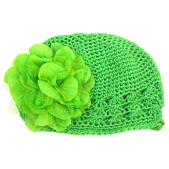 Lawn Green Handmade Crochet Baby Beanie Costume Photography Props, with Lace Flower, Lawn Green, 180mm