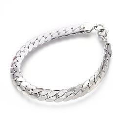 Stainless Steel Color 304 Stainless Steel Curb Chain Bracelets, with Lobster Claw Clasps, Stainless Steel Color, 8-1/8 inch(20.7cm), 8.5x2mm