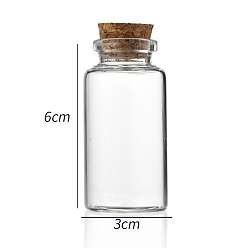 Прозрачный Стеклянная бутылка, с пробкой, бутылка желаний, колонка, прозрачные, 3x6 см, емкость: 25 мл (0.85 жидких унций)
