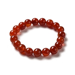 Красный Агат Драгоценный камень браслет, сердолик, о 5.2 cm внутреннего диаметра, бусины : 10 мм диаметром, 19 шт / нитка