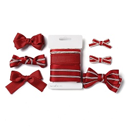Brique Rouge 9 yards 3 styles ruban en polyester, pour le bricolage fait main, nœuds de cheveux et décoration de cadeaux, palette de couleurs rouge, firebrick, 3/8~1-5/8 pouces (signe mm) environ s yards/style