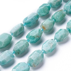 Amazonite Natural Amazonite Beads Strands, Faceted, Polygon, 19~22x12~18mm, Hole: 1.5mm, about 16~17pcs/strand, 15.15 inch~16.14 inch(38.5~41cm)