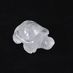 Cristal de Quartz Affichage à cristaux décorations de quartz naturel, ornement feng shui tortue pour la longévité, pour bureau à domicile, 38~42x25~27x20mm