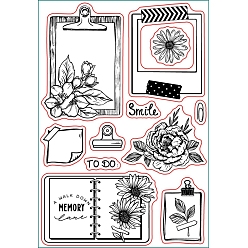 Flor Sellos de plástico de pvc, para diy scrapbooking, álbum de fotos decorativo, hacer tarjetas, hojas de sellos, patrón de flores, 16x11x0.3 cm