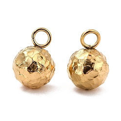 Real 18K Gold Plated Ion Plating(IP) 304 Stainless Steel Charms, Round, Bumpy, Real 18K Gold Plated, 9x6mm, Hole: 1.8mm