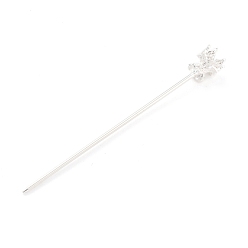 Silver Alloy Hair Stick Findings, Vintage Decorative for Hair Diy Accessory, Flower, Silver, 134x16mm, Tray: 12mm, Pin: 2.5mm