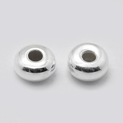 Серебро 925 стерлингов серебряные шарики Spacer, рондель, серебряные, 4x2 мм, отверстие : 1 мм