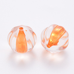 Orange Perles acryliques transparentes, citrouille, orange, 17.5x16mm, Trou: 1.8mm, environ183 pcs / 500 g