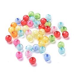Couleur Mélangete Perles acryliques transparentes, Perle en bourrelet, ronde, couleur mixte, 10mm, trou: 2 mm, environ 960 pcs / 500 g