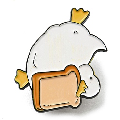 Food Canard japonais de dessin animé avec broche en émail de pain, Broche en alliage de zinc noir par électrophorèse, pour vêtements de sac à dos, nourriture, 22.5x31x1.5mm