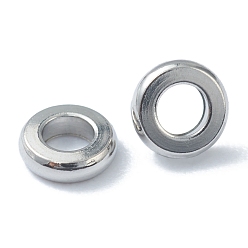 Stainless Steel Color 202 Stainless Steel Spacer Beads, Flat Round, Stainless Steel Color, 3.5x1mm, Hole: 1.6mm