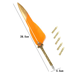 Orange Foncé Stylo trempé plume, avec pointe de stylo en alliage et pointes de rechange, pour la journée des professeurs, orange foncé, 285x45mm