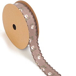 Розово-Коричневый 8 ярды полиэфирных лент с цветочным принтом, лента с волнистым краем, аксессуары для одежды, подарочная упаковка, розово-коричневый, 1 дюйм (25 мм)